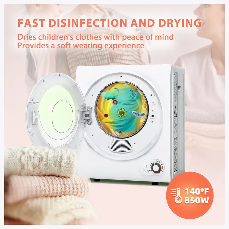 ROVSUN Portable Mini Tumble Clothes Dryer – Front Load, 1.5cf, 110V – Perfect For Dorm Room Or Apartment