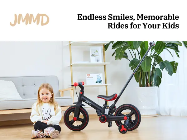 Product Introduction of 【ChristmasGifts】JMMD Multi-Functional 6-in-1 Toddler Bike for 18-60M Baby Balance Bike with Training Wheels, Pedals & Push Handle | Ride-On Toy with Brakes & Kickstand | First Birthday Gift for Baby Boys & Girls 12