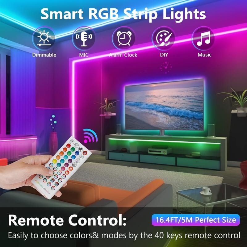 [Music Sync LED Strip]200FT RGB Color Changing Lights, 10 Modes & Bluetooth Smart App Control.Easy Installation for Room Aesthetic, Create Your Dream Room! Smart RGB LED Light Strip with App