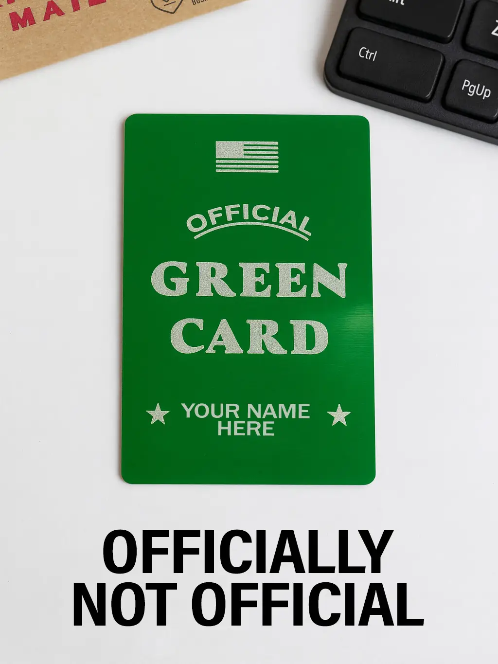 Metal Green Card *Your Name Here* Custom Gift, Laser Engraved Immigration Joke for Friends Family Coworker | Personalized | Fast Shipping