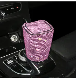 Car Accessories For Girls  Cute Car Accessories 2026 New Crystal Diamond Car Ashtray with Lid, Crystal Rhinestones Car Ashtray with LED Light, Bling Portable Ashtray for Car，for home，for girls, Air Vent Hanging Ash Tray Car Interior Accessories