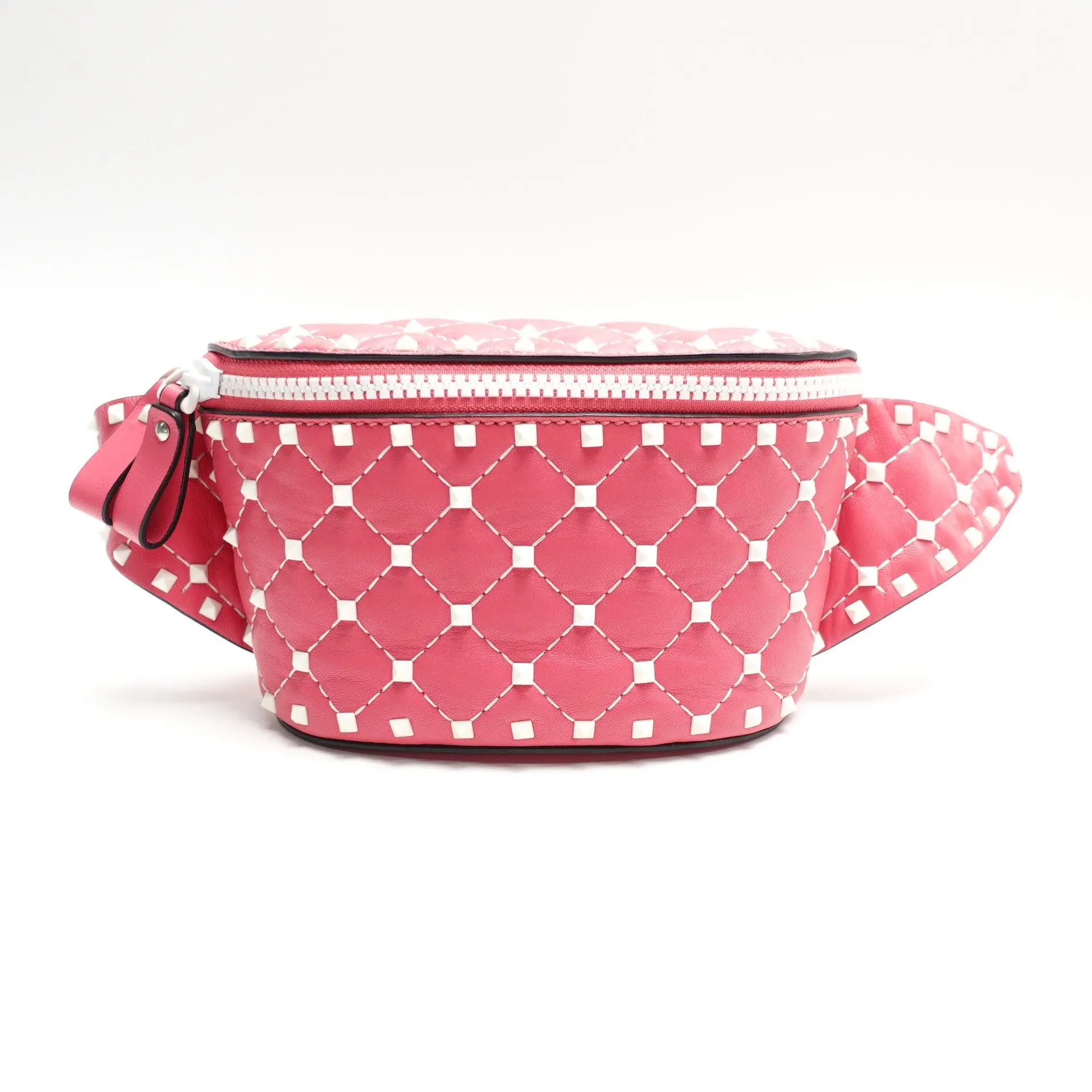 Pre-owned Valentino Rockstud leather Belt Bag Pink T10436553