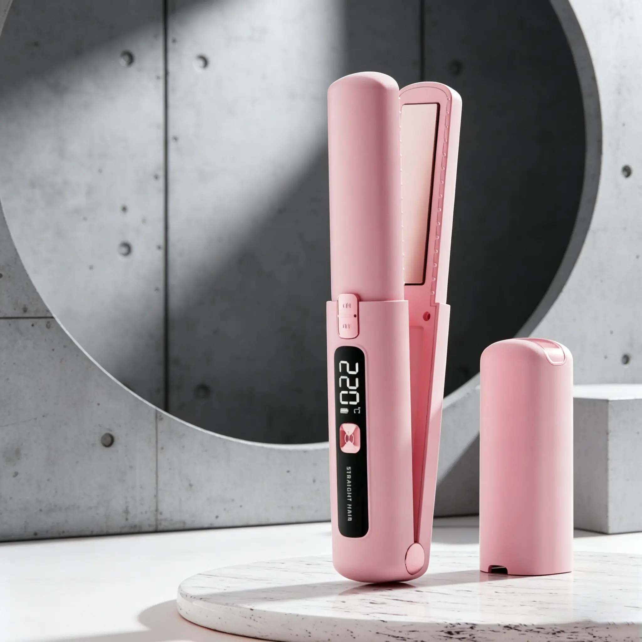 Mini Hair Curler USB Rechargeable, Compact Hair Styler for Dorms, One-Time Use, Three-In-One Straightening and Curling, Wireless Flat Iron, Portable Hair Straightener, Portable Styling Tool