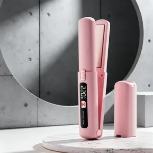 Mini Hair Curler USB Rechargeable, Compact Hair Styler for Dorms, One-Time Use, Multi-Function Three-In-One Straightening and Curling, Wireless Flat Iron, Cordless Straightener, Portable Hair Straightener