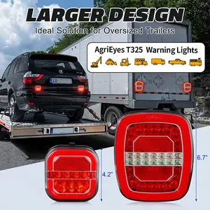 AgriEyes T325/T42/T28 Wireless Magnetic Trailer Light with Emergency Warning Lights – Heavy-Duty LED, USB-C Rechargeable, IP67 Waterproof, 22 LEDs, 5 Modes, 1-Year Warranty