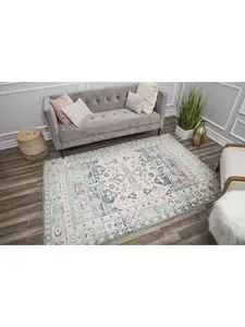 212 MAIN RA30039 Gallagher GL60B Cypress Koti Vintage Transitional Red Rectangle Size Area Rug, 2 ft. 6 in. x 4 ft., Geometric Mix, Ornamented Weave, Indoor Use, Statement Look