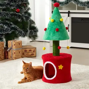 Royalcraft Cat Christmas Tree Tower for Indoor Cats – Small Cat Tree with Sisal Scratching Posts, Plush Cat Bed, and Climbing Tower for Kittens and Adult Cats