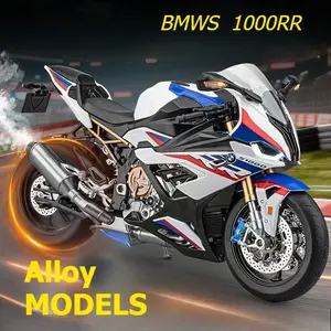 1:6 Scale Model of BMW S1000 RR Dual-Engine Jet-Firing Motorcycle, Made of Alloy, as a Boys' Ornamental Item or Gift