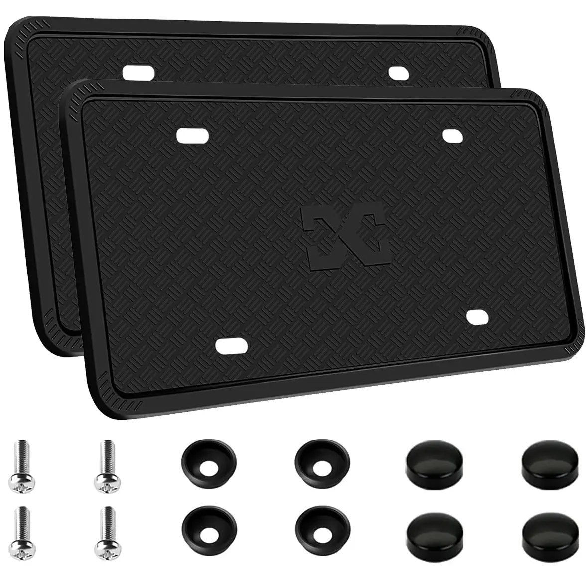 Silicone License Plate Frames, 13” x 6” Black Side-Opening License Bracket Holder with Easy Installation, US License Plate Frame For Nissan /Honda /Civic /CRV /Hrv /Kia /Sorento /Toyota /Corolla /4Runner /Camry /Hyundai /Mazda /Acura /Jeep /Ford