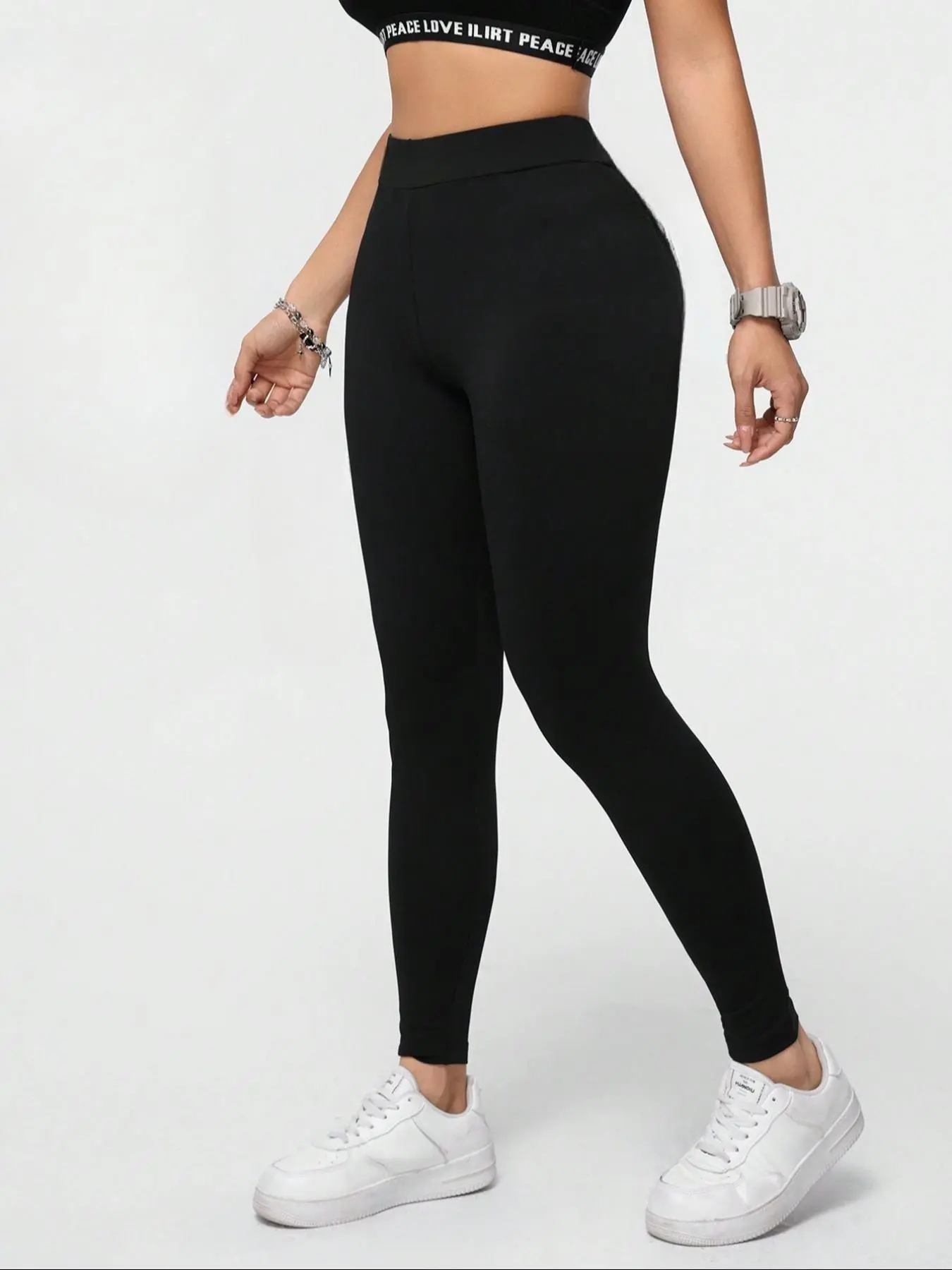 Women's Solid High Waisted Stretch Plain Stretchy Leggings, Casual Comfy Breathable Skinny Pants for Daily Wear, Ladies Bottoms for All Seasons