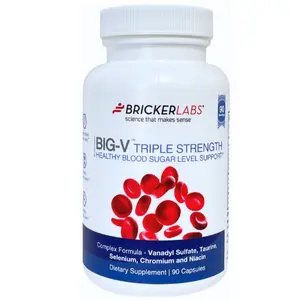 Big-V Triple Strength Vanadyl Supplement: Vanadyl Sulfate 30 mg, Taurine 600 mg, Selenium, Chromium and Niacin, Blended Mineral Supplement Capsules 90 ct