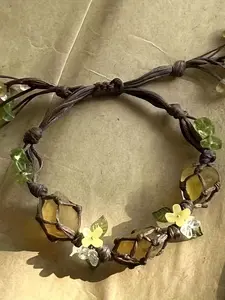 Fashion Adjustable Bracelet for Women, DIY Birthstone Woven Hand Rope, Lily Flower Design, Party Jewelry Gift, All Seasons, Pretty Bracelet