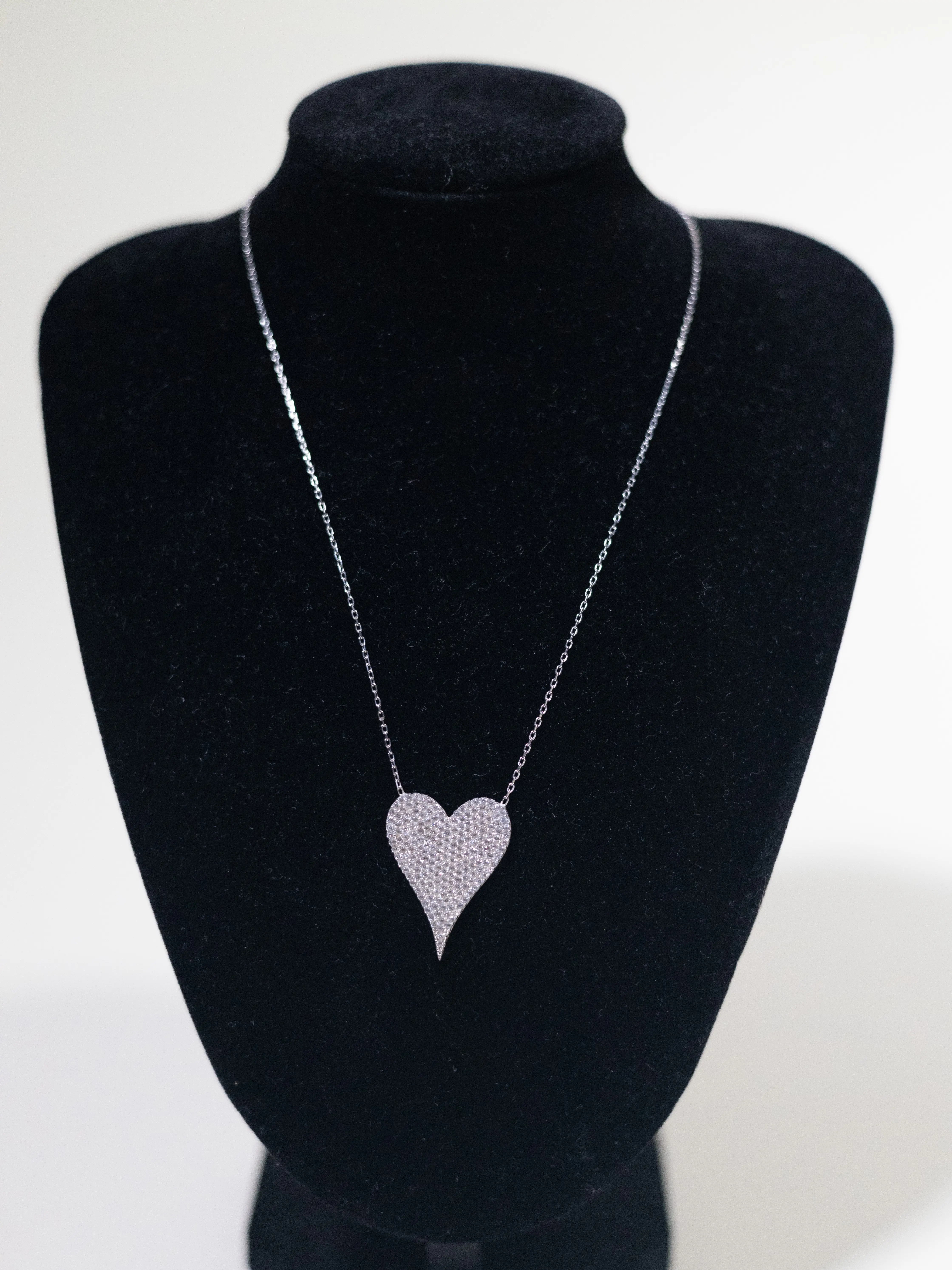 Dainty Pavé Heart Shaped Necklace - Gold, Silver Layered Pendant, Carat Gold-Platinum Elegant Jewelry Accessory, Elegant Necklace, Heart Detail Necklaces, Sparkle Hearts Necklaces