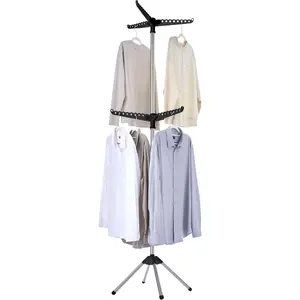 Clothes Drying Rack Foldable, 74.8 inch 2 Tier Laundry Drying Rack with Rotating Clothes Rail for 54 count of Clothes, Space Saving, Indoor, Stainless Steel, Black and  CDR002B01