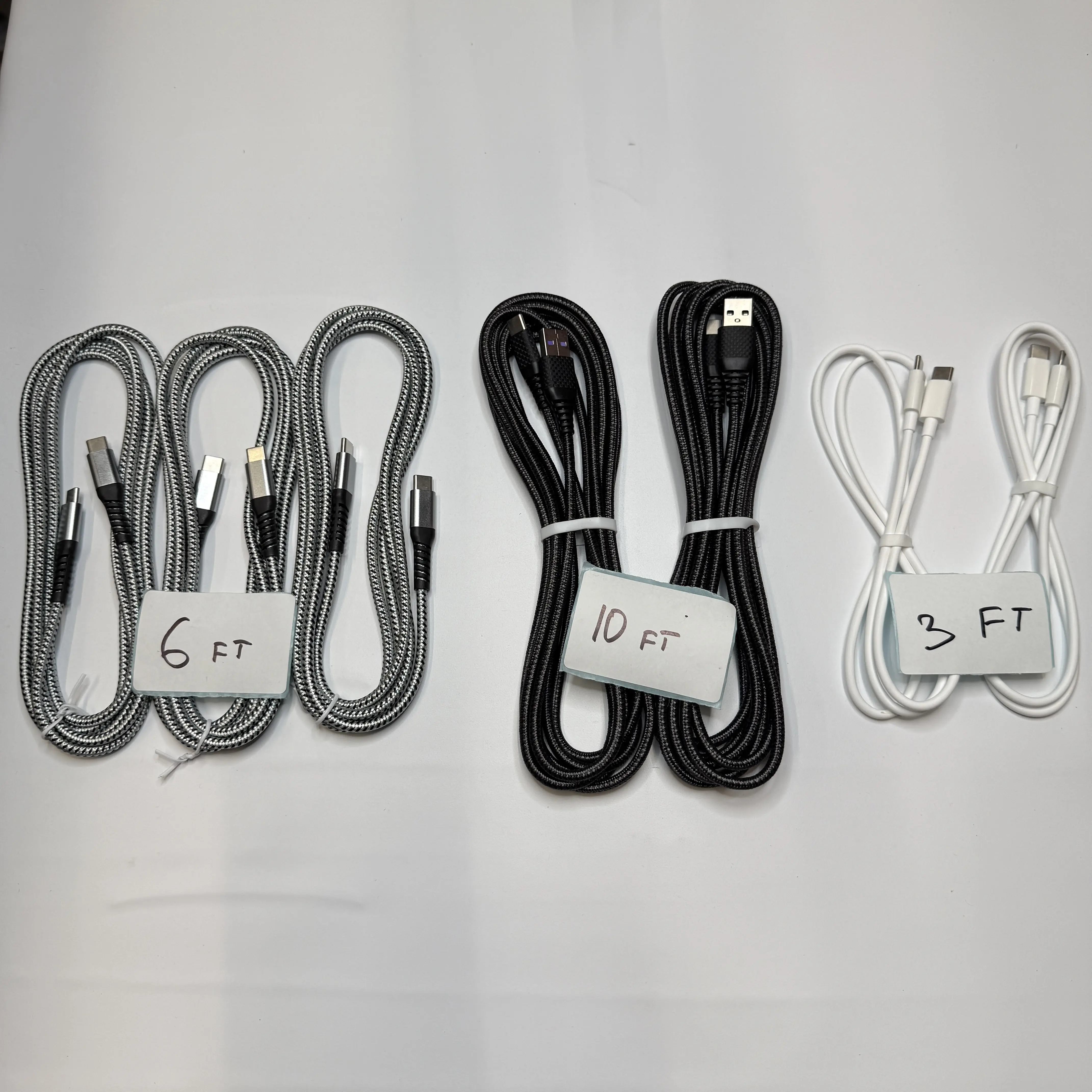 Lot of 7 USB-A/USB-C to USB C Fast Charging Cables 3ft 6ft 10ft Type C Cords