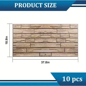 New 10PCS Large-Size 3D Brick Wall Panels - Self-Adhesive, Peel and Stick, Faux Brick Wallpaper for Bedroom, Bathroom, Kitchen, Fireplace - Waterproof, Easy to Install, Durable, Plastic Materia