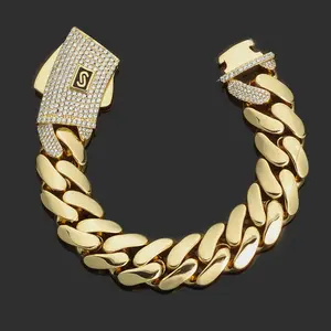 New Hip-Hop 15/20mm Zircon Cuban Link Bracelet | Hip-Hop Style | Rock Style | Zircon Bracelet | Cuban Chain | Trendy Accessories | Fashion Accessories | Party Jewelry |