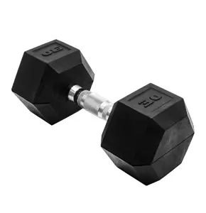 CAP Barbell 30 Pound Rubber Hex Dumbbell | Single Hand Weight with Rubber Coated Heads, Comfortable Grip and No Roll Design for Weightlifting and Muscle Building, Cross Training and Daily Exercise Routines