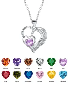 Elegant Heart Diamond Necklace, Romantic Gemstone Jewelry, Stainless Steel Chain, Casual Style, All Seasons Wear, Love Heart Necklace, No Choking Hazard