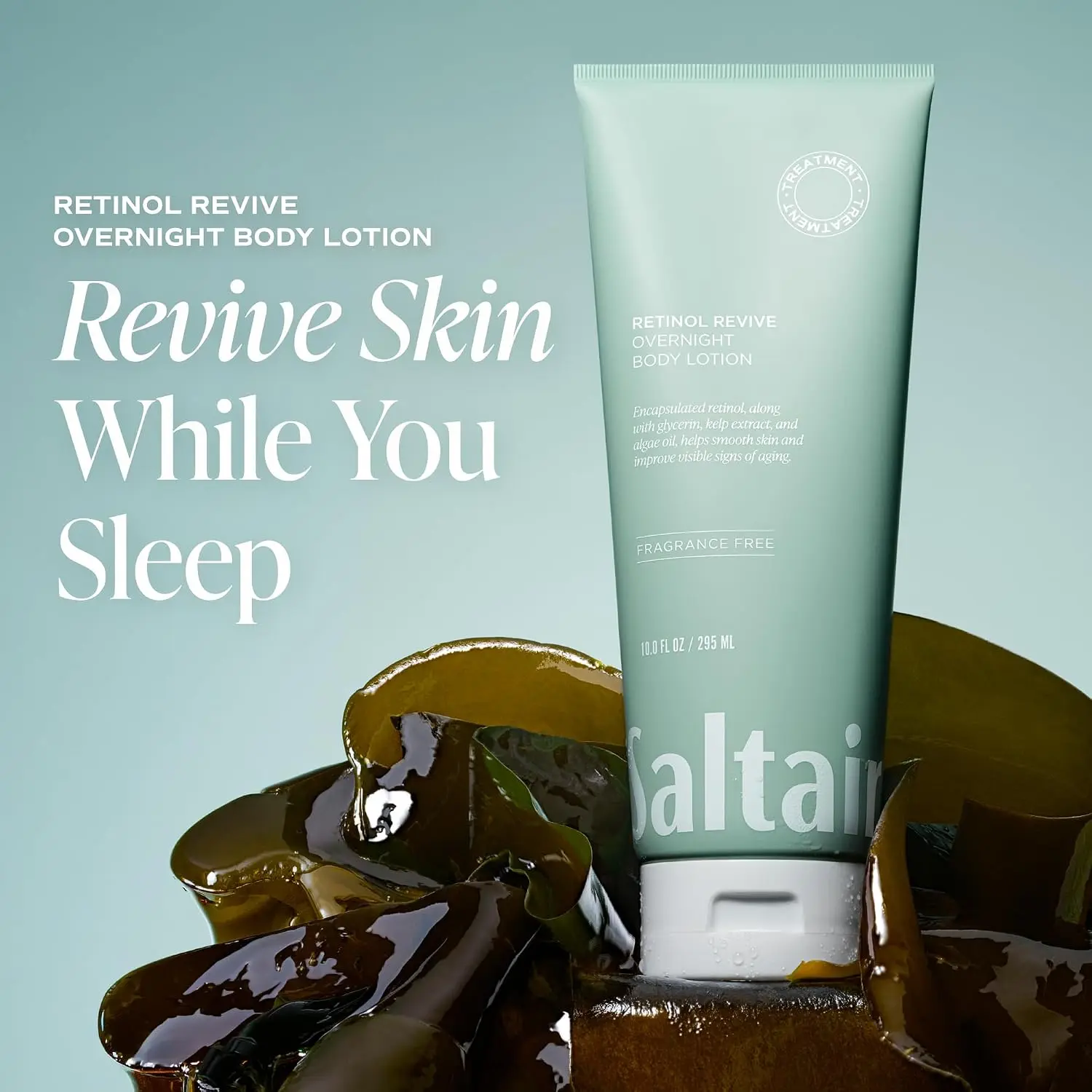 Saltair Retinol Revive Night Lotion – Dual-Action Retinol Body Lotion for Smoother, Firmer Looking Skin – Hydrating Moisturizer with Kelp, Allantoin & Glycerin – 10 oz Pump Bottle