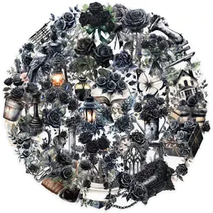 Rose Pattern Sticker, 50/1000pcs Waterproof Self Adhesive Decor Paper, Decor Sticker for Gift Greeting Card Water Bottle Laptop Phone, Ornaments, Waterproof Stickers, Sticker Packs