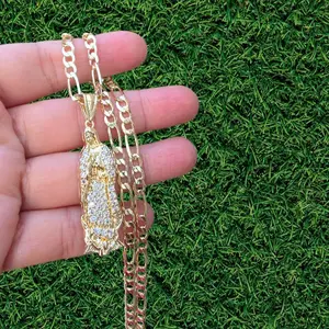 Virgencita necklace chain piedra de zirconia