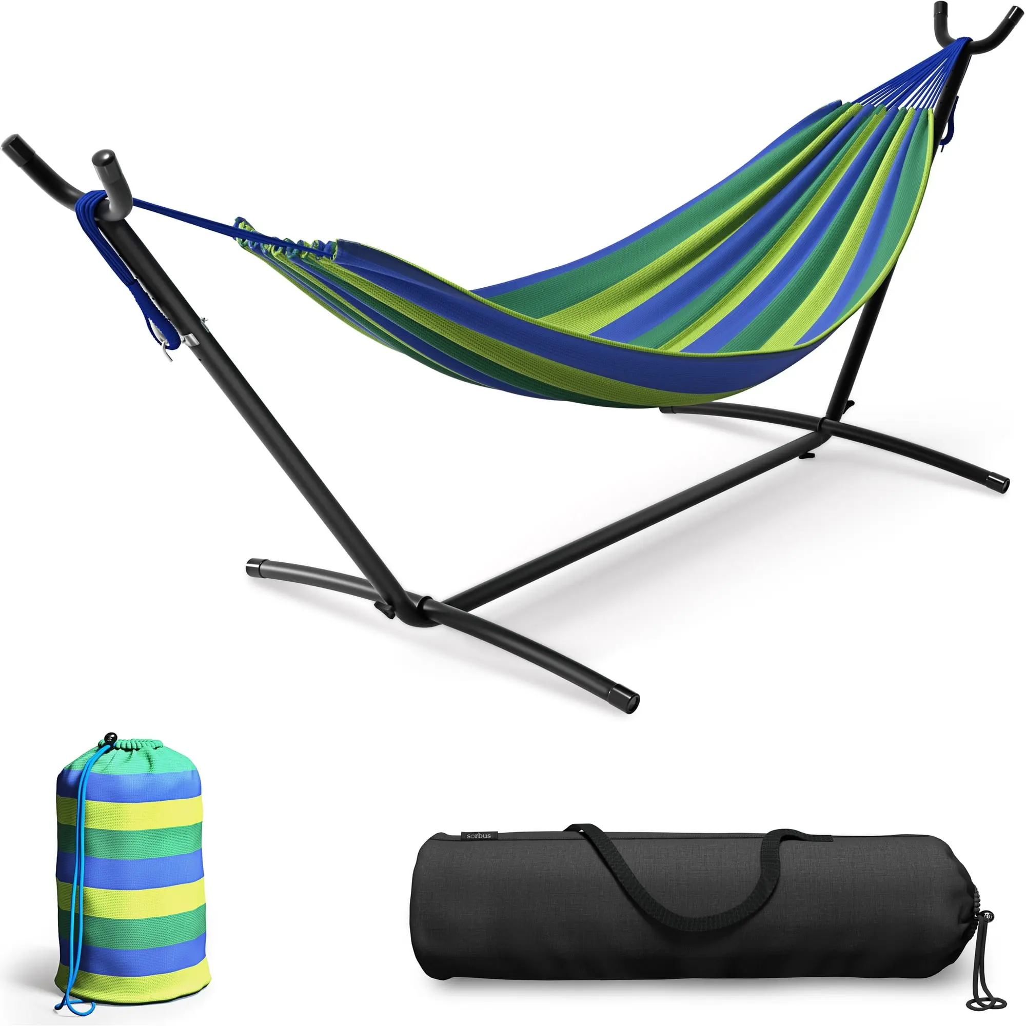 Hammock with Stand Included 450lb Capacity Steel Stand, Premium Carry Bag Included