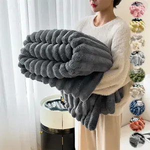 Comfrt Ultra Soft Solid Microfiber Throw Blanket with Classic Stripe Pattern for Cozy Comfort & Enhanced Durability for Stress & Anxiety Swaddle the Pet, and Christmas Gifts,Christmas Gifts For GF, Anxiety Relief