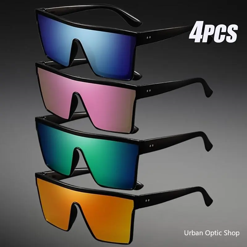 XUH Oversize Sunglasses for Men & Women, 4-Pack with Unisex Nylon Frames and Anti-Glare Lenses for Driving & Travel, Men’s Sunglasses
