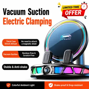 360° Magnetic Wireless Charging Car Phone Mount with RGB Ambient Light, Strong Suction Dashboard Holder, Stable & Anti-Slip, Perfect for Navigation, Fits All Phones & Tablets