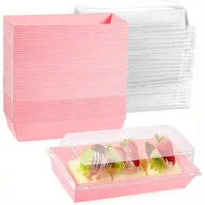 10/30/50pc Rectangular Dessert Boxes with Clear Lids, Durable Plastic Bakeware Mini Cake Containers for Cookies & Sandwiches, Ideal for Parties & Picnics