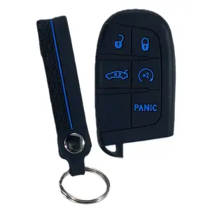 New Arrival for Jeep, Dodge, Chrysler Key Fob Case with Keychain Full Protection Cover, Car Key Accessory, for Cherokee Limited 2016-2019/Grand Cherokee 2015-2019/Compass/Renegade/Challenger/Journey/Charger/300C