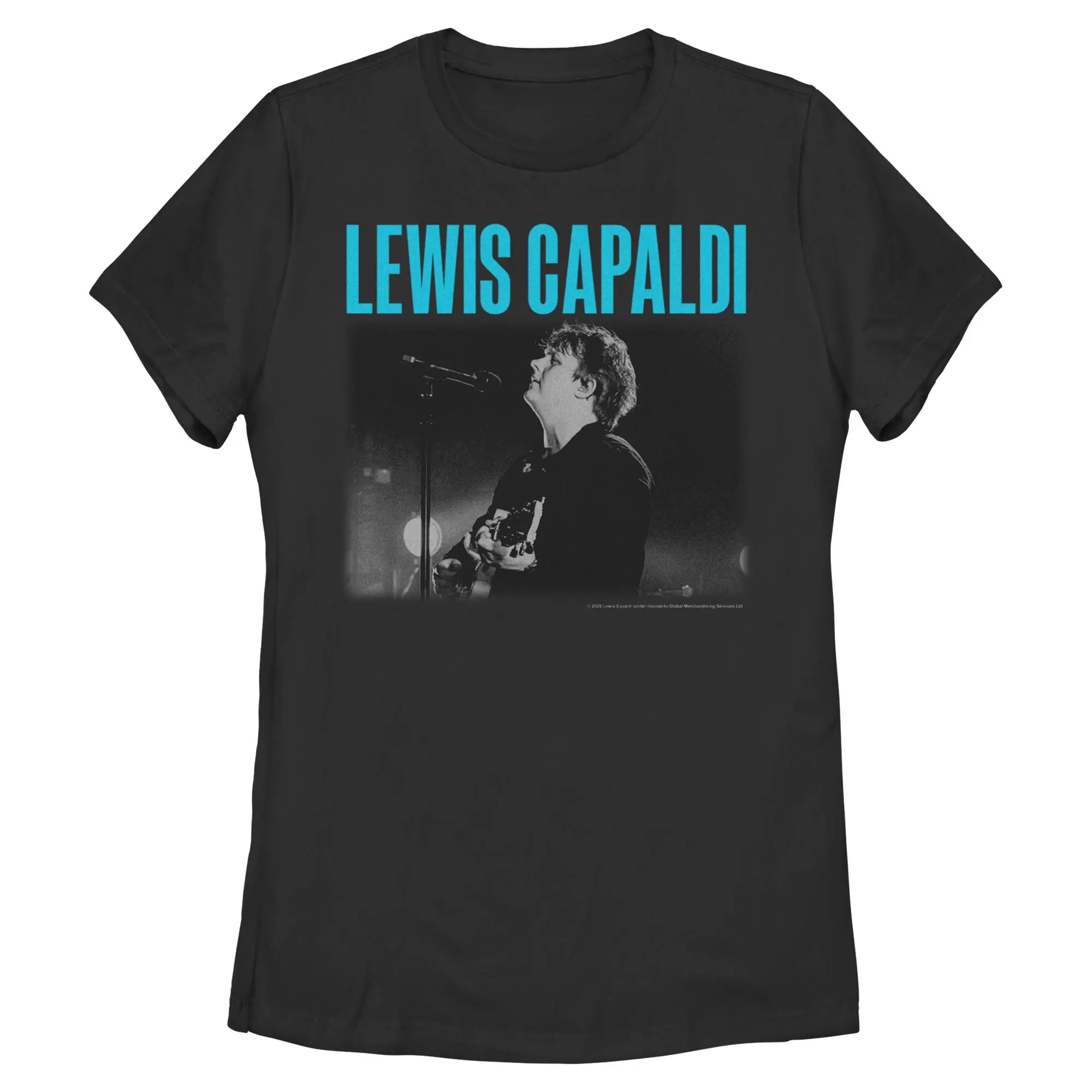 Women's Casual Cute Fashion Short-Sleeve T-Shirt, Lewis Capaldi Portrait Singing Print Design, Shortsleeve, Printed