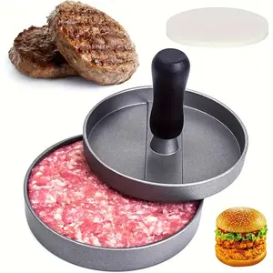 Burger Press with 100 Patty Papers, Non-stick Hamburger Mold with Wax Patty Paper Sheets, Meat Beef Cheese Veggie Burger Maker for Grill Griddle Barbecue Kitchen Gadget