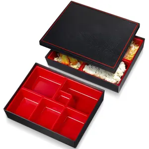2 Lunch Box Divided Sushi Bento With 6 Compartments 11.8 X 9.5 2.2 Inch Greaseproof Adult Container For Luncheon Home Office Restaurant