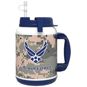 JWM Made in USA Officially Licensed U.S. Air Force 64 oz Travel Mug with Large Handle Digital Camo High Glossy Finish on Double Wall Cup