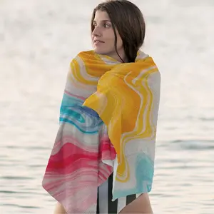 Colorful Fluid Marble Beach Towel INS Style Lightweight Quick Dry Super Absorbent Oversized Beach Blanket Sandproof Shawl for Vacation Travel Swimming