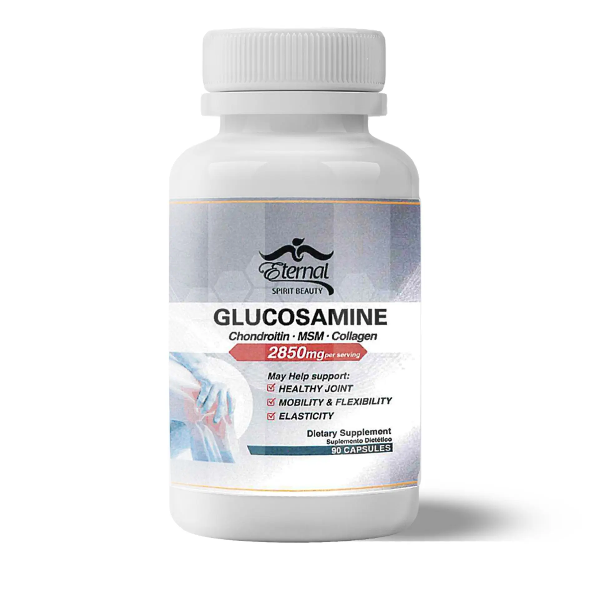 Eternal Spirit Beauty Glucosamine Chondroltin MSM Collagen 2850mg Per Serving for Healthy Joints Mobility & Elasticity 90 Capsules