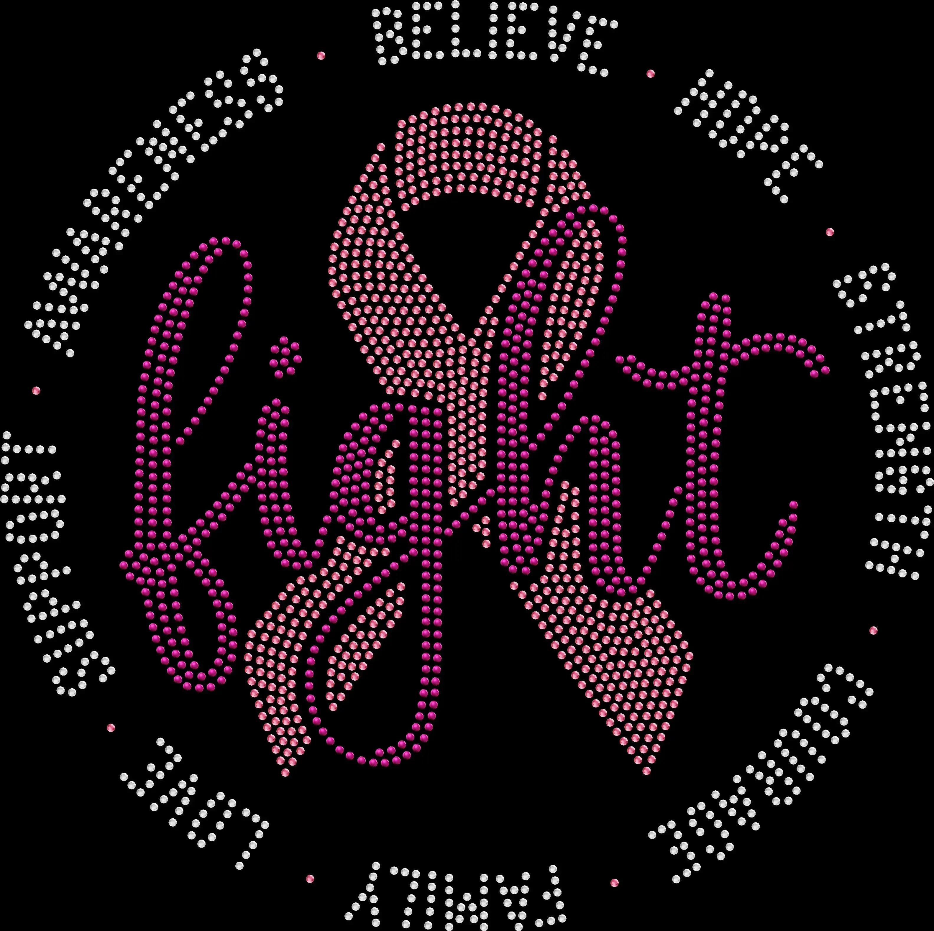 Fight Circle Breast Cancer Rhinestone Shirt – Football Pink Ribbon Bling Tee – Inspirational Awareness Shirt - 3148