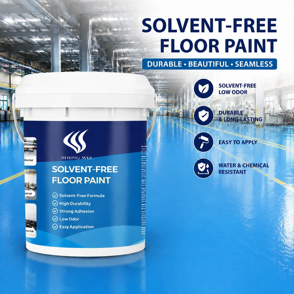 SHENGWEI Blue Epoxy Floor Paint, Solvent-Free Concrete Coating for Factory, Workshop & Warehouse Floors, 1 Gallon Covers 120 Sq Ft, 3 Gallon Covers 360 Sq Ft, Durable Wear Resistant Waterproof Non-Slip Floor Finish