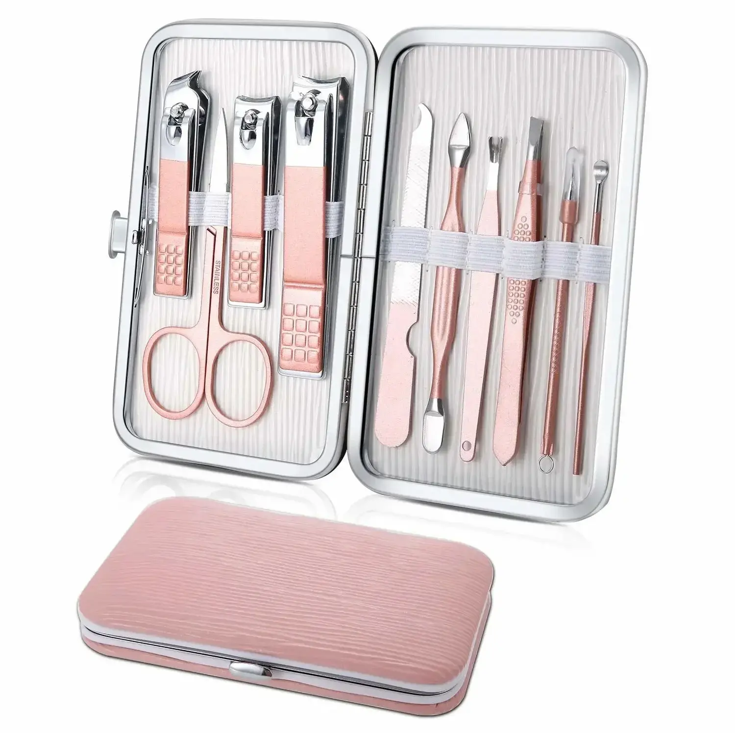10pcs Stainless Steel Manicure Set - Travel Mini Finger Nail Clippers, Nails Supplies, Cuticle Care Kit, At Home Pedicure Kit for Trimming & Grooming Care, Foot Pedicure Kit, Diy Manicure Kit