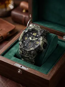 Men's Large Dial Digital Sports Watch, 50m Waterproof, Night Vision, Outdoor Multifunctional, Analog-Digital Display, 4 Colors Available