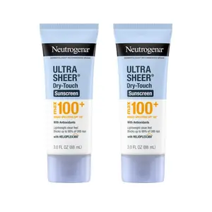 Neutrogena Ultra Sheer Dry-Touch Sunscreen Lotion Max 100+ Duo |  Broad Spectrum SPF 100 UVA/UVB Protection, Lightweight, Non-Greasy Sunscreen, Oxybenzone-Free, Antioxidant, Travel Size, 3 fl oz