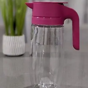 Clearly Elegant Pitcher 1.7L / 1.8 qt with Lid - Single Pack for Drinkware and Jugs 3 different colors choice between, Burgundy, Green Lime and Coral Glass Beverage