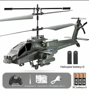 3.5CH remote-controlled helicopter, military armed helicopter, equipped with LED lights, one click takeoff/landing, built-in gyroscope, suitable for children and adults (with colored English gift box)