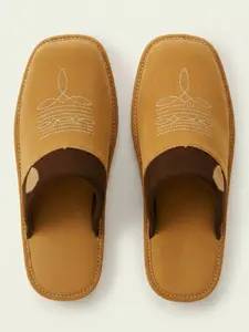 Western Cowboy Boot-Stitch Slippers for the Whole Family All-Season Cozy Indoor & Outdoor, Kids & Adult Sizes