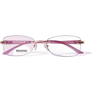 Rimless Bifocal Reading Glasses for Women Frameless Rectangle Bifocal Clear Top Readers for Women Blue Light Blocking