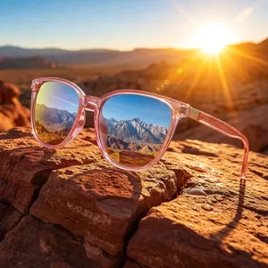 Cute Pink Transparent Frame Polarized Sunglasses for Women - UV Protection, Trendy Cat Eye Style, Face Slimming ShadesUV400 protection, anti-glare, stylish accessories