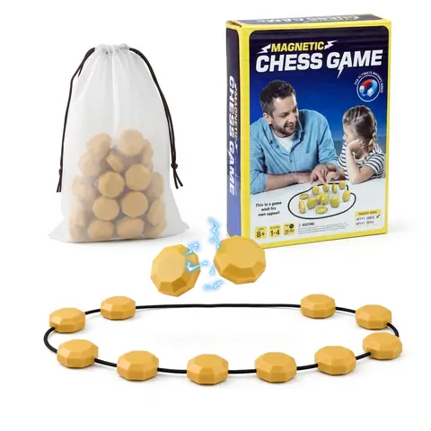 Magnetic Strategy Game with String, 20 Magnetic Playing Pieces and Storage Bag, Portable Tabletop Magnet Game for Kids and Adults, Family Game Night and Travel