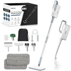 Steam Mop for Floor Cleaning, Steam Cleaner for Home with Handheld 6-in-1 Multi-function Attachments for Hardwood Floors, Clothes, Windows, Tiles Grout, Furniture Cleaning (White-Gray)